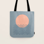 Ocean Wave Sun Blue - Mid Century Modern Tote Bag Gallery Image 1