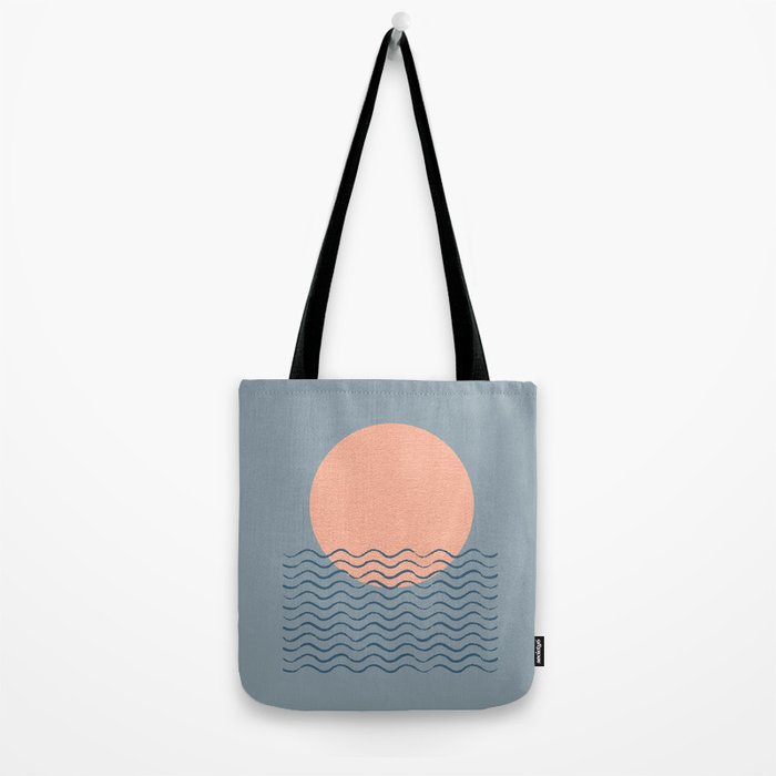 Ocean Wave Sun Blue - Mid Century Modern Tote Bag Gallery Image 2