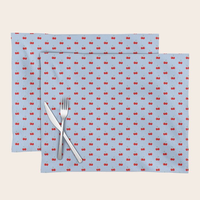 Y2K Cherries - Blue Pattern Miniature Placemat Gallery Image 1