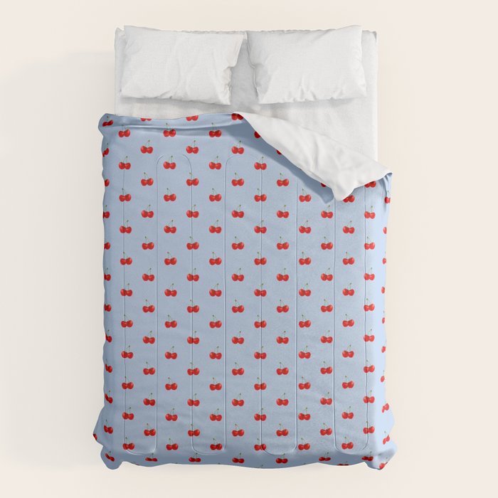 Y2K Cherries - Blue Pattern Miniature Comforter Gallery Image 6