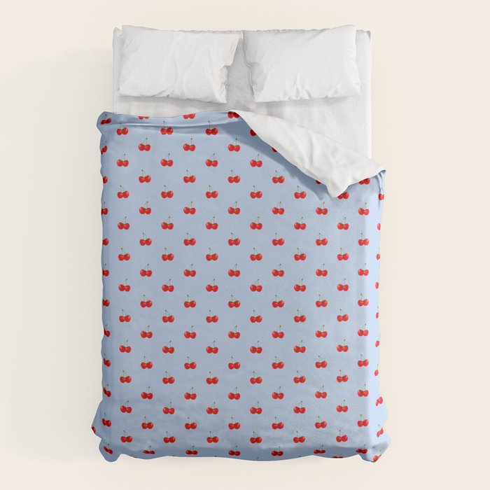 Y2K Cherries - Blue Pattern Miniature Duvet Cover Gallery Image 6