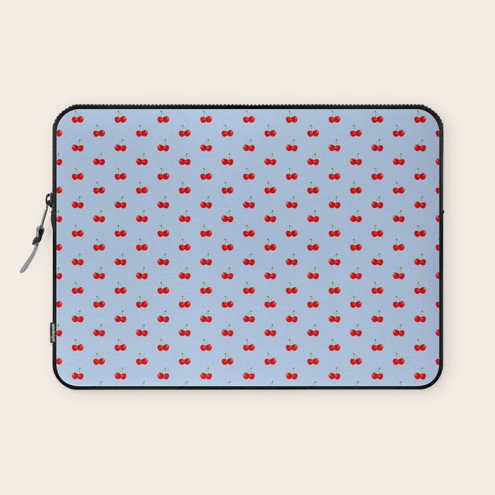 Y2K Cherries - Blue Pattern Miniature Laptop Sleeve Gallery Image 1