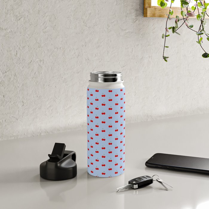 Y2K Cherries - Blue Pattern Miniature Water Bottle Gallery Image 4