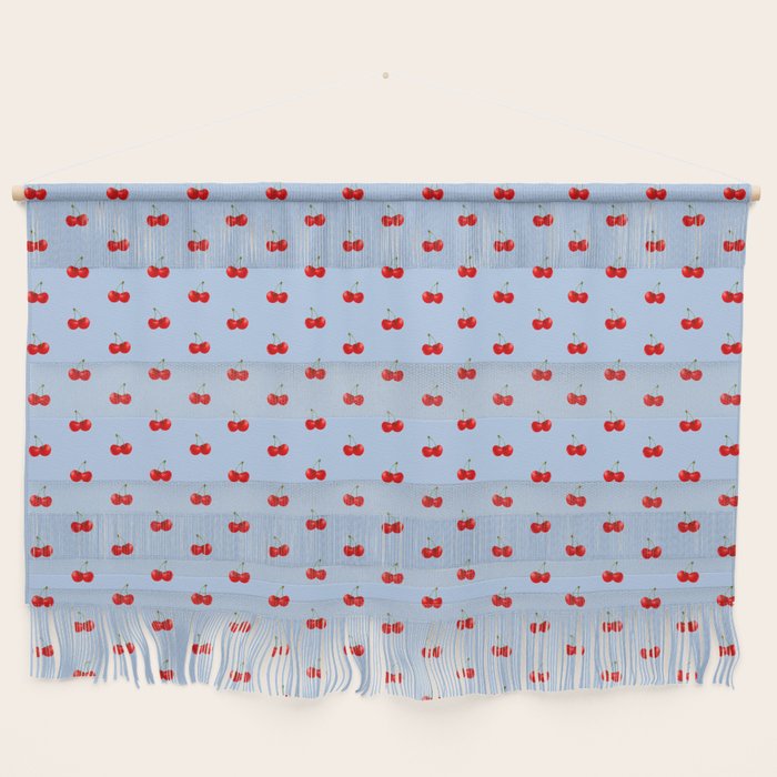 Y2K Cherries - Blue Pattern Miniature Wall Hanging Gallery Image 1