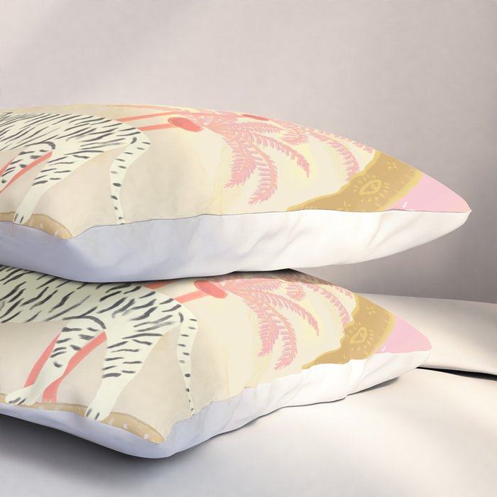 Pink Palm Tree Tigers Pillow Sham Gallery Image 3