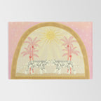 Pink Palm Tree Tigers Rug Gallery Image 2