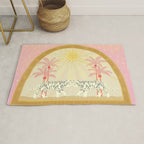 Pink Palm Tree Tigers Rug Gallery Image 1