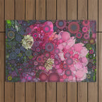 Pink Flowers at Twilight Abstract Outdoor Rug Gallery Image 1