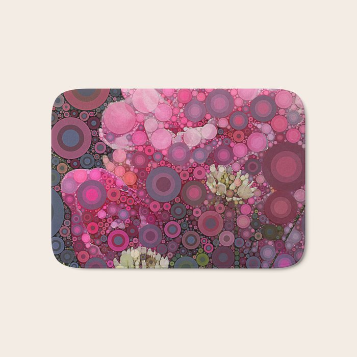 Pink Flowers at Twilight Abstract Bath Mat Gallery Image 1