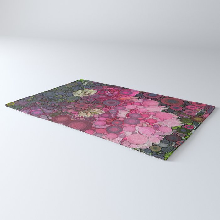 Pink Flowers at Twilight Abstract Rug Gallery Image 3
