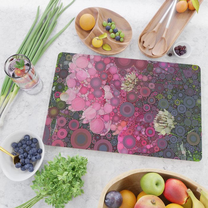 Pink Flowers at Twilight Abstract Cutting Board Gallery Image 2