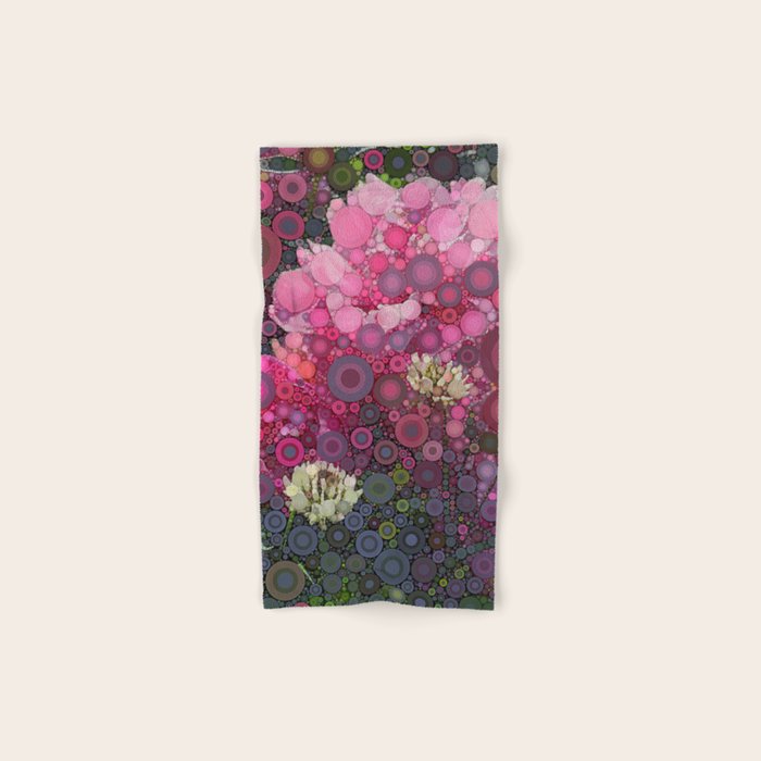 Pink Flowers at Twilight Abstract Bath Towel Gallery Image 1