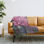 Pink Flowers at Twilight Abstract Throw Blanket Gallery Image 1