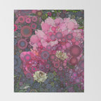 Pink Flowers at Twilight Abstract Throw Blanket Gallery Image 2