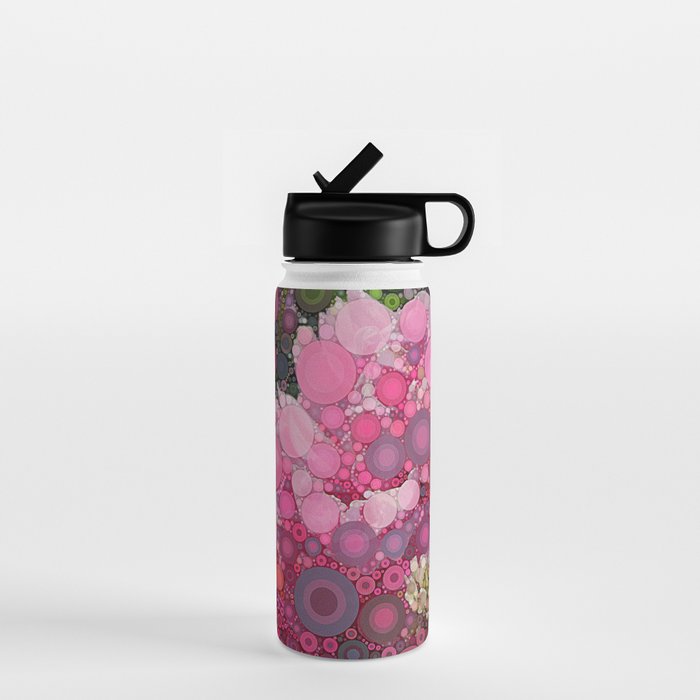 Pink Flowers at Twilight Abstract Water Bottle Gallery Image 1