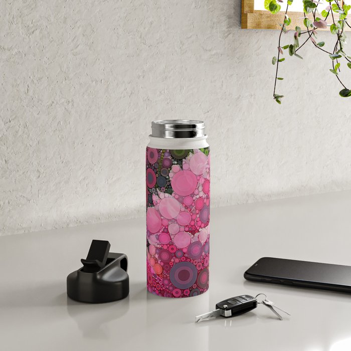 Pink Flowers at Twilight Abstract Water Bottle Gallery Image 4