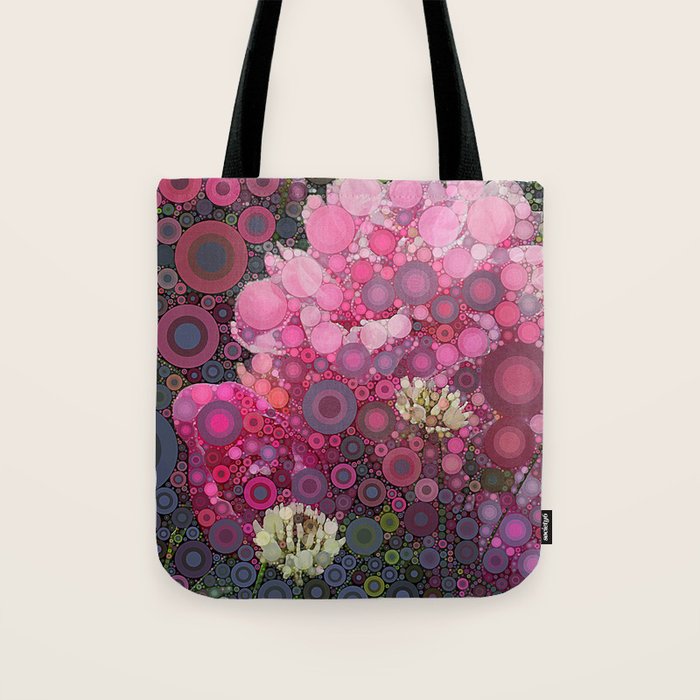 Pink Flowers at Twilight Abstract Tote Bag Gallery Image 1