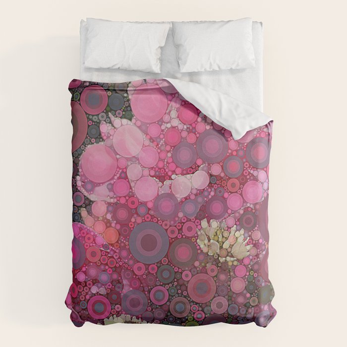 Pink Flowers at Twilight Abstract Duvet Cover Gallery Image 6