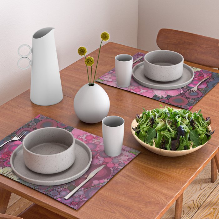 Pink Flowers at Twilight Abstract Placemat Gallery Image 2