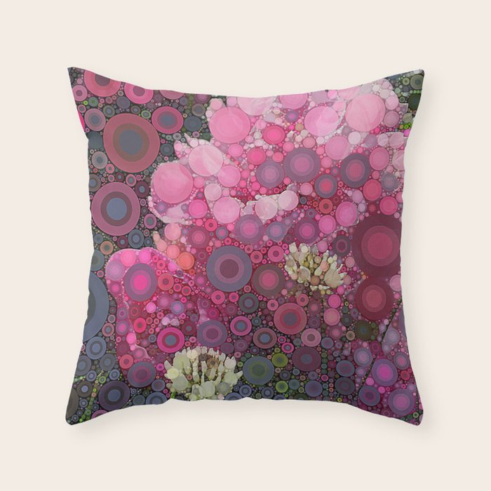 Pink Flowers at Twilight Abstract Throw Pillow Gallery Image 6