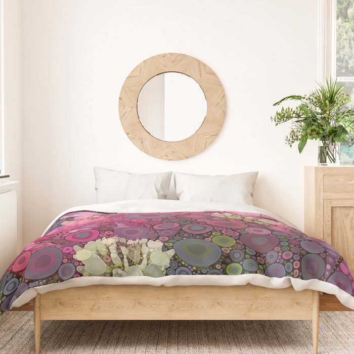 Pink Flowers at Twilight Abstract Duvet Cover Gallery Image 3