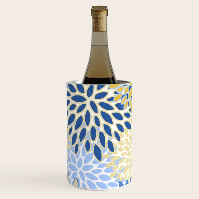 Modern, Floral Prints, Summer, Yellow and Blue Wine Chiller Gallery Image 3