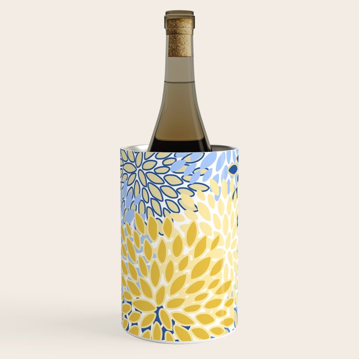 Modern, Floral Prints, Summer, Yellow and Blue Wine Chiller Gallery Image 2