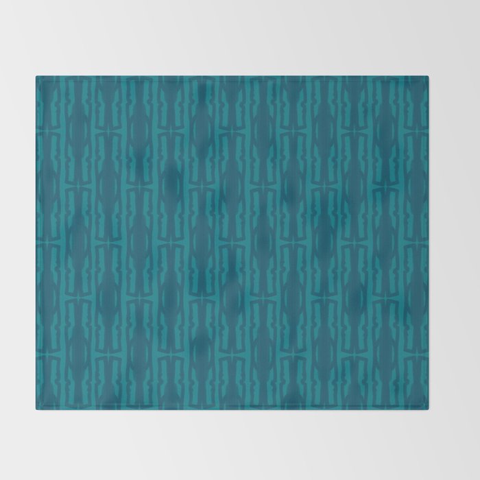 Organic Geometrics Pattern in Moroccan Blue Teal Tones Throw Blanket Gallery Image 2
