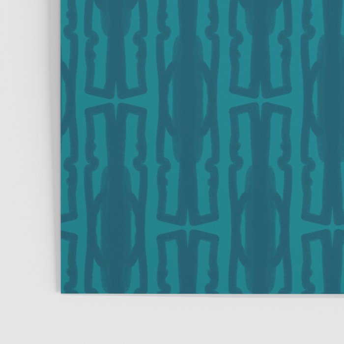 Organic Geometrics Pattern in Moroccan Blue Teal Tones Poster Gallery Image 3