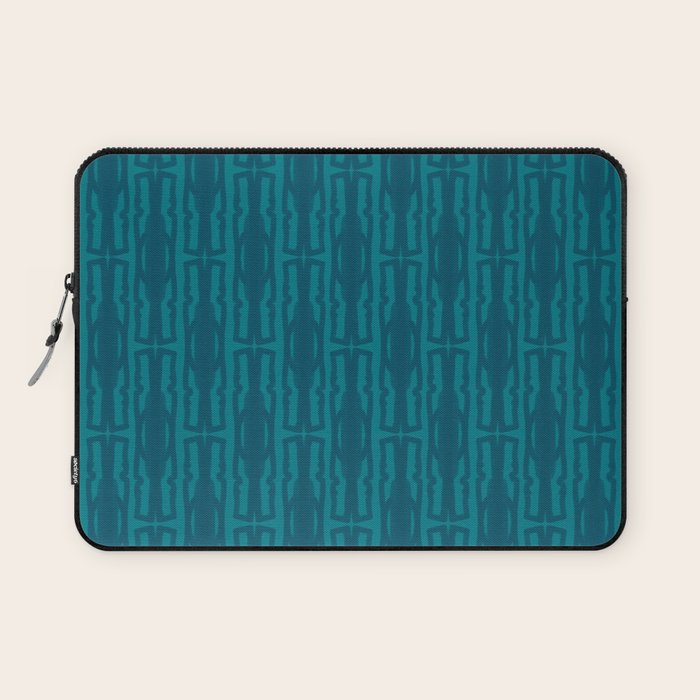 Organic Geometrics Pattern in Moroccan Blue Teal Tones Laptop Sleeve Gallery Image 1