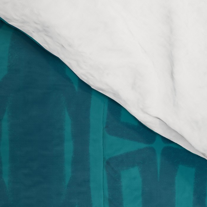 Organic Geometrics Pattern in Moroccan Blue Teal Tones Comforter Gallery Image 4