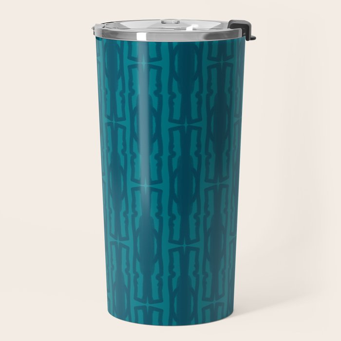 Organic Geometrics Pattern in Moroccan Blue Teal Tones Travel Mug Gallery Image 2