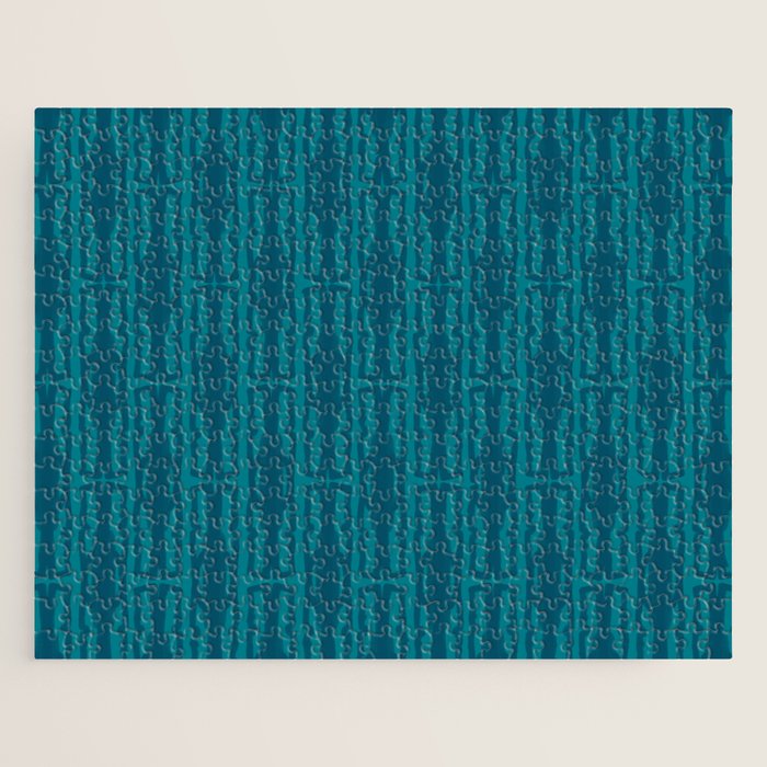 Organic Geometrics Pattern in Moroccan Blue Teal Tones Jigsaw Puzzle Gallery Image 1
