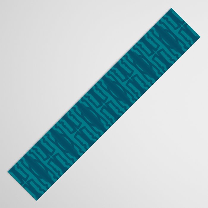 Organic Geometrics Pattern in Moroccan Blue Teal Tones Table Runner Gallery Image 3