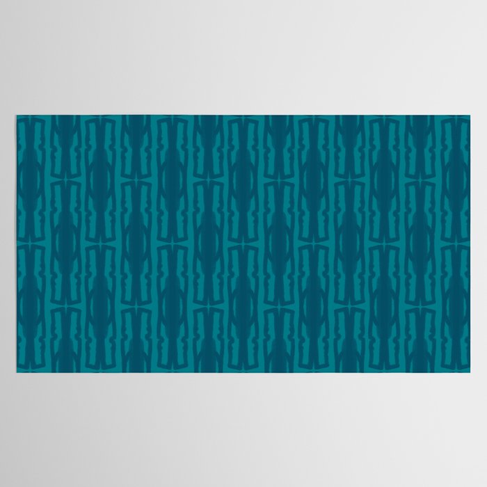 Organic Geometrics Pattern in Moroccan Blue Teal Tones Tablecloth Gallery Image 2