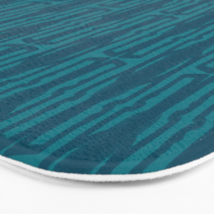 Organic Geometrics Pattern in Moroccan Blue Teal Tones Bath Mat Gallery Image 3