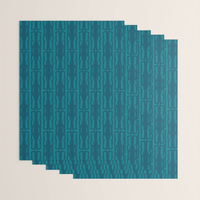 Organic Geometrics Pattern in Moroccan Blue Teal Tones Wrapping Paper Gallery Image 3