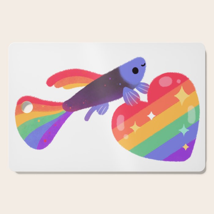 Rainbow guppy 7 Cutting Board Gallery Image 1