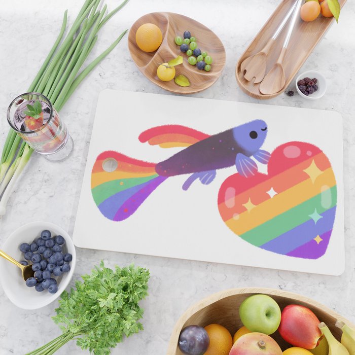 Rainbow guppy 7 Cutting Board Gallery Image 2