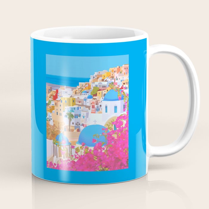 Painting of Santorini Greece Coffee Mug Gallery Image 1