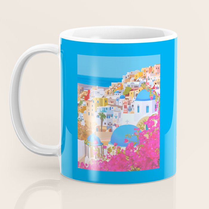 Painting of Santorini Greece Coffee Mug Gallery Image 3
