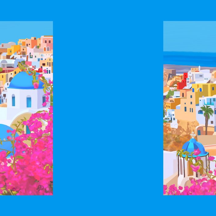 Painting of Santorini Greece Coffee Mug Gallery Image 2