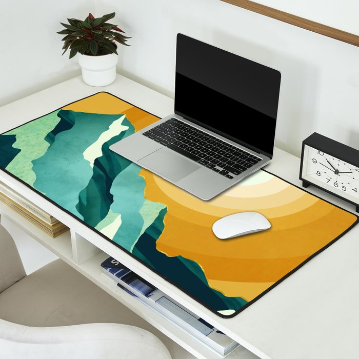 Retro Mountain Sunset Desk Mat Gallery Image 2
