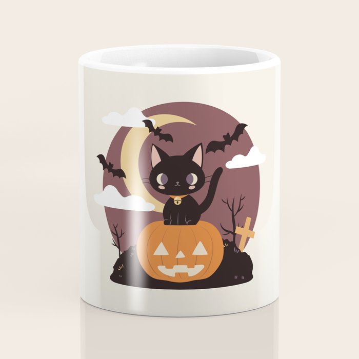 Spooky Cat on a Pumpkin Coffee Mug Gallery Image 4
