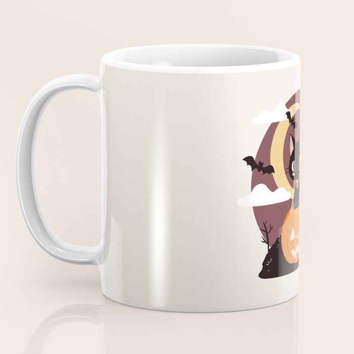 Spooky Cat on a Pumpkin Coffee Mug Gallery Image 3