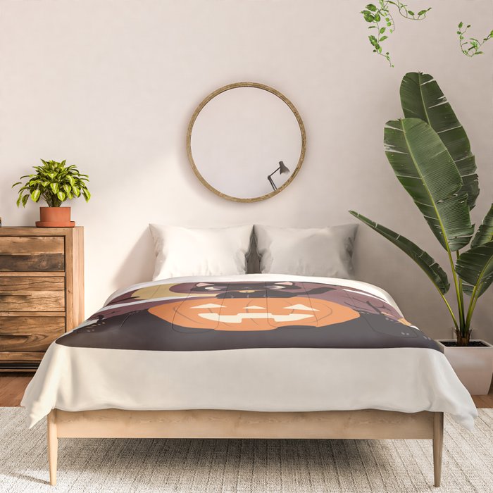 Spooky Cat on a Pumpkin Comforter Gallery Image 3
