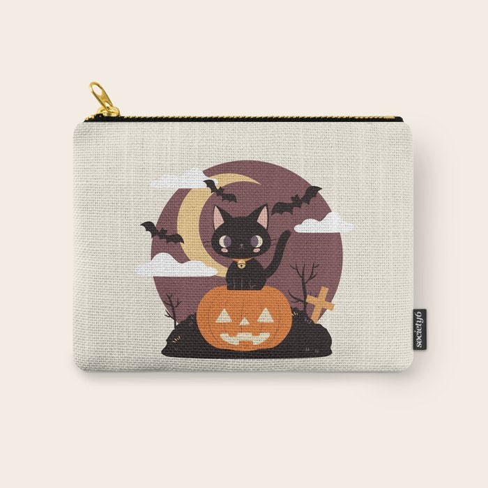 Spooky Cat on a Pumpkin Carry All Pouch Gallery Image 1