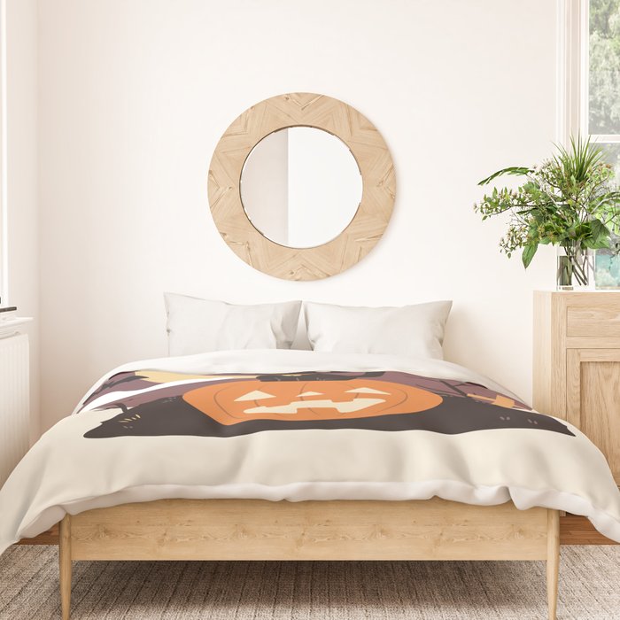 Spooky Cat on a Pumpkin Duvet Cover Gallery Image 3