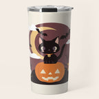 Spooky Cat on a Pumpkin Travel Mug Gallery Image 1