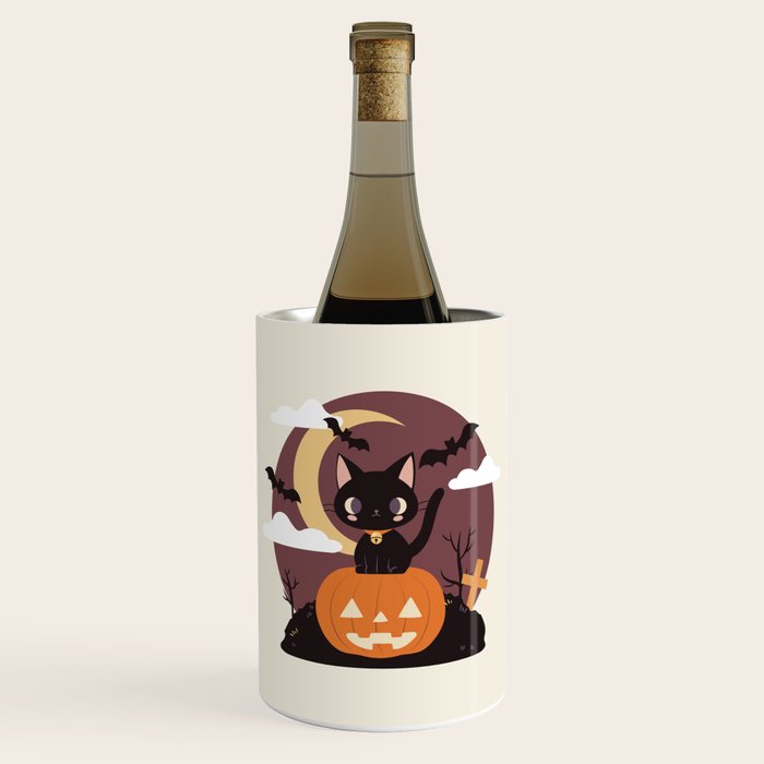 Spooky Cat on a Pumpkin Wine Chiller Gallery Image 1